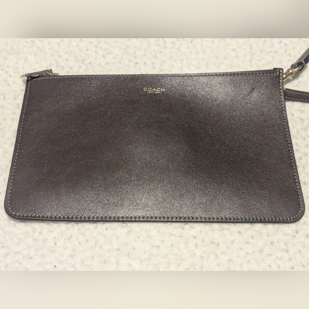 Coach Dark Brown Leather New York Zip Pouch